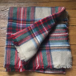 Plaid blanket scarf